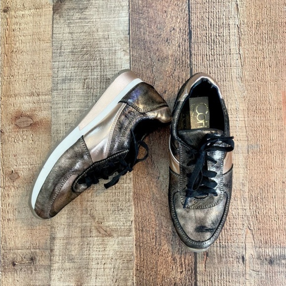 Cofi‎ Metallic Bronze Rose Gold Fashion Sneakers Womens Size 7.5 Athletic Shoes